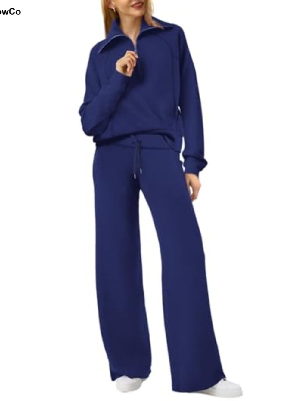 Women's Half Zip Sweatshirt & Wide Leg Sweatpants 2 Piece Lounge Set